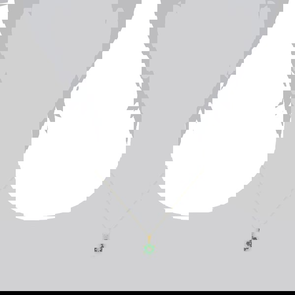 10506 Floral Round Emerald & Diamond Cluster Pendant in 9ct Yellow Gold 3