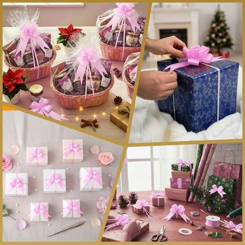 50mm Light Pink Pull Bows, 10 to 60 Pack Ribbon Bows for Gift Wrapping and Party Decor image 6