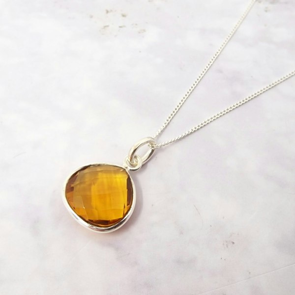 Sterling Silver Citrine November Birthstone Necklace