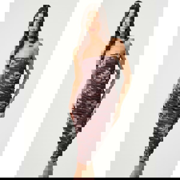 Pink Vanilla Ruched Floral Print Midi Dress