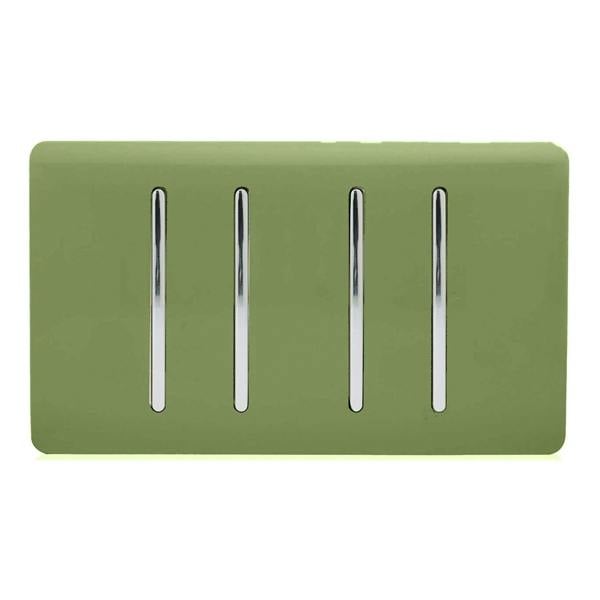 Trendi Switch 4 Gang Light Switch (3x 1 or 2 Way & 1 x Intermediate)in Moss Green