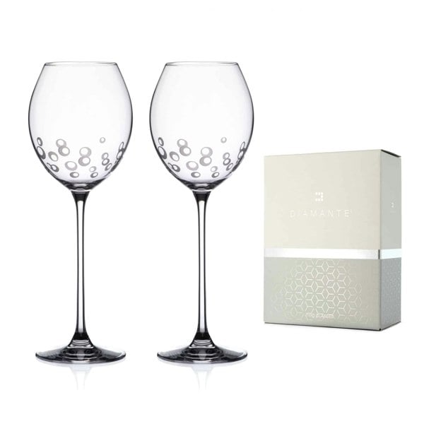 Diamante Bubbles Crystal White Wine Glasses - Set of 2