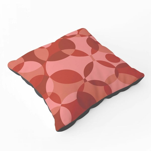 Warren Reed Red Circle Pattern Floor Cushion