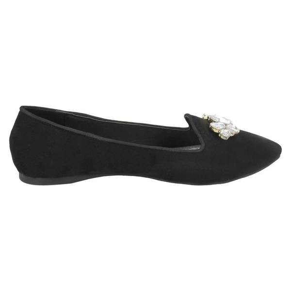 Spot On Ladies Spot On Jewel Trim Vamp Ballerinas