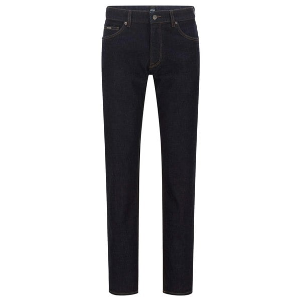 Hugo Boss Mens Maine3 Leather Badge Slim Jeans - Dark Navy