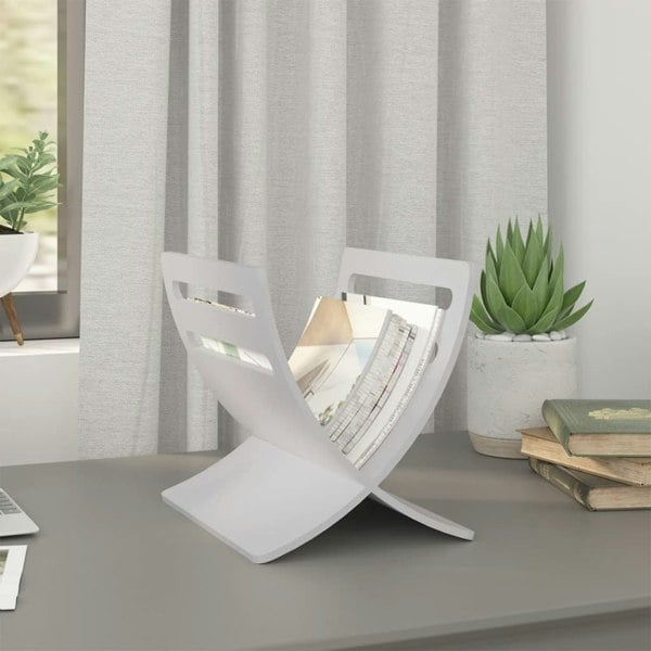 Berkfield Wooden Magazine Rack Floor Standing White