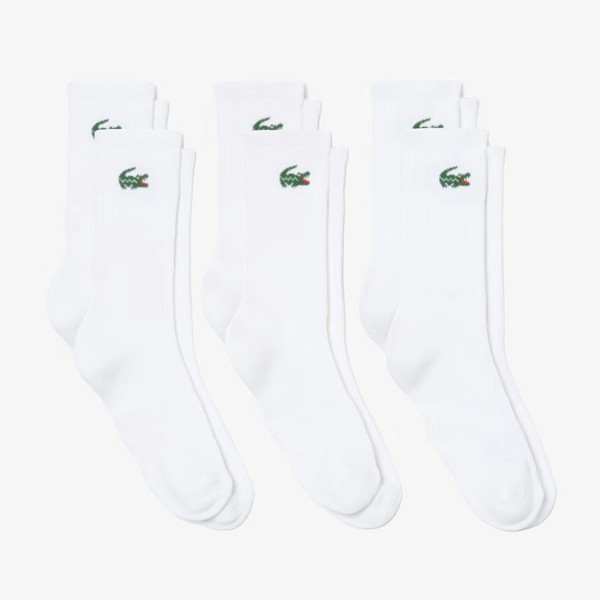 Lacoste 6-Pack Jacquard Crocodile  Sport Socks - White/White/White/White/White/White