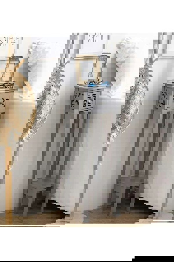 Living and Home 2-tier French Style Small Slim Accent Side Table Bed Sofa Side Storage Drawer with Bookshelf 73cm H