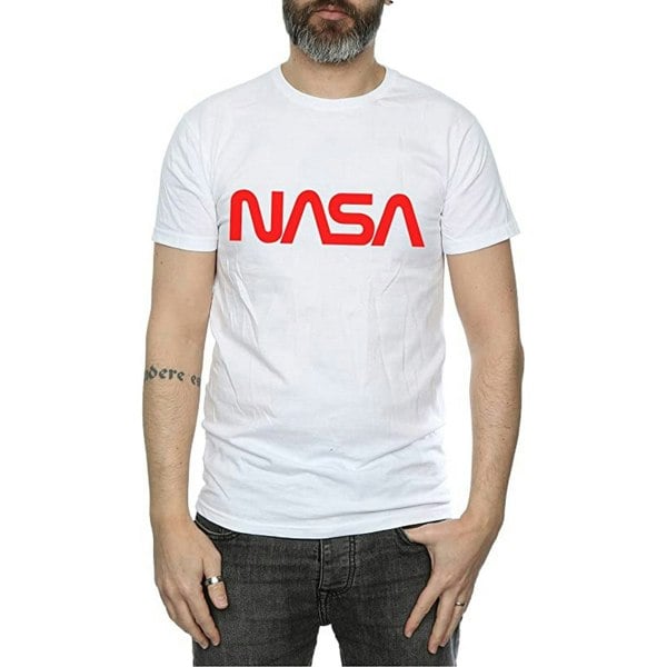 NASA Mens Modern Logo Cotton T-Shirt - White