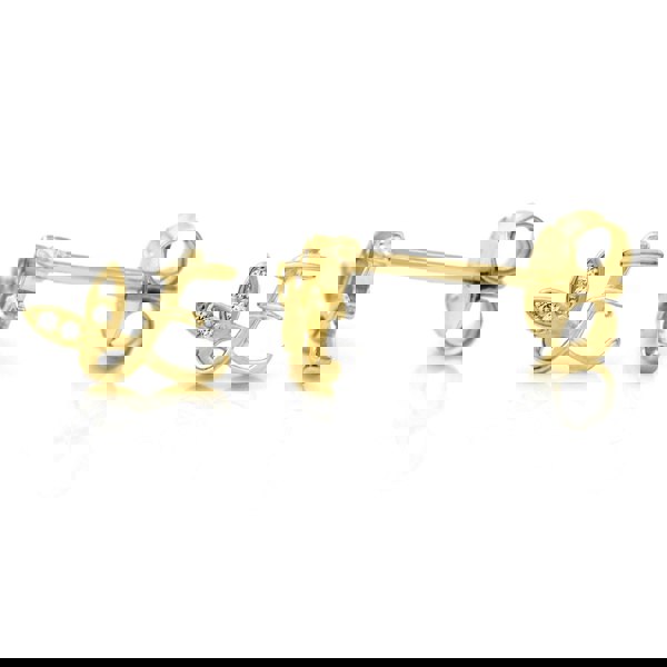 Say It With Winged Initial Earrings - Yellow Gold Plated