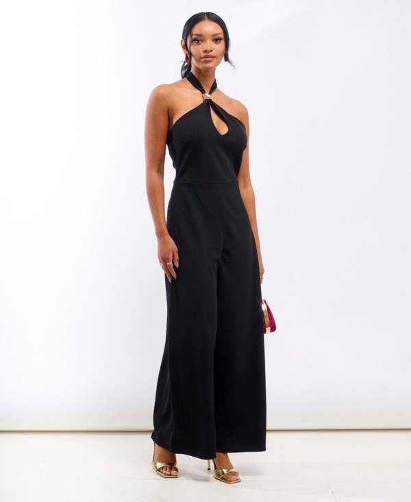Needs No Label Black Hardware Halterneck Jumpsuit