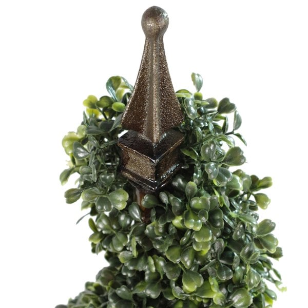 Leaf Pair of 120cm (4ft) Tall Artificial Boxwood Tower Trees Topiary Spiral Metal Top