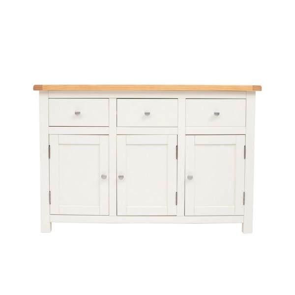 Maggiori Off White 3 Drawer 3 Door Sideboard Chrome Knob