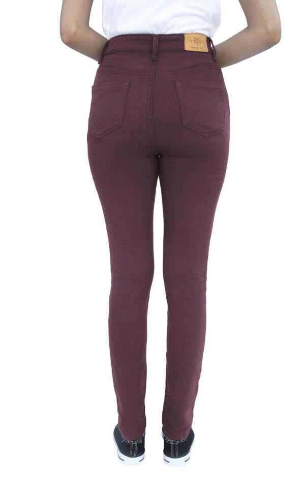 Smart Living Women's Stylish Skinny Fit High Waist Denim Jeans - Berry