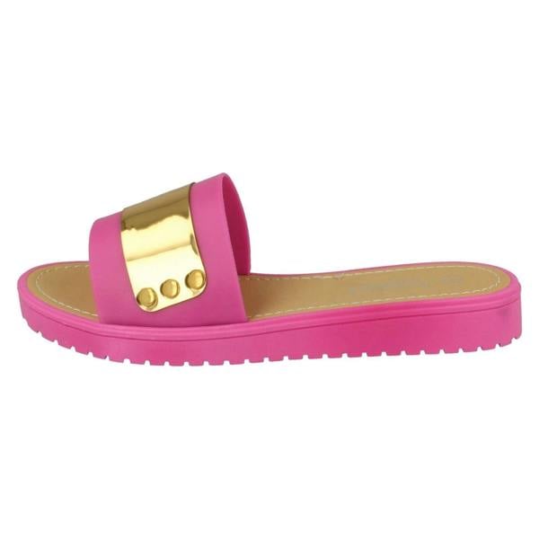 Savannah Ladies Savannah Flat Metal Detail Mules