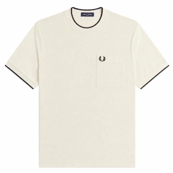 Fred Perry Pocket Detail Piqué T-Shirt Ecru