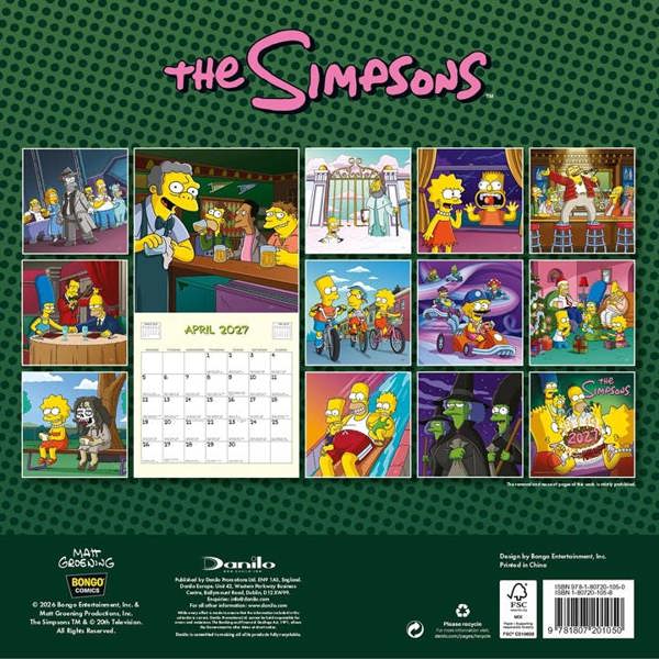 The Simpsons Calendar 2027, Wall Calendars, Month To View, Entertainment, Gift