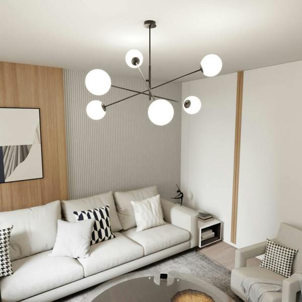 Emibig LINEAR Pendant lamp 6 x E14 Black with White Shade