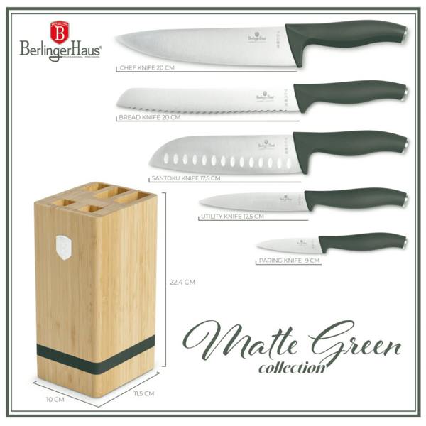 6 pcs knife set Berlinger Haus BH2751 Matte Green