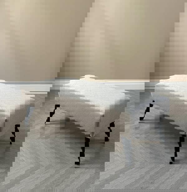 Premium off white creamy stitched design plain lid footstool bench or coffee table - ISTOOLS