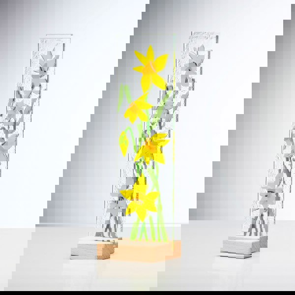 Standing Decorative Flower Plaque - Yellow