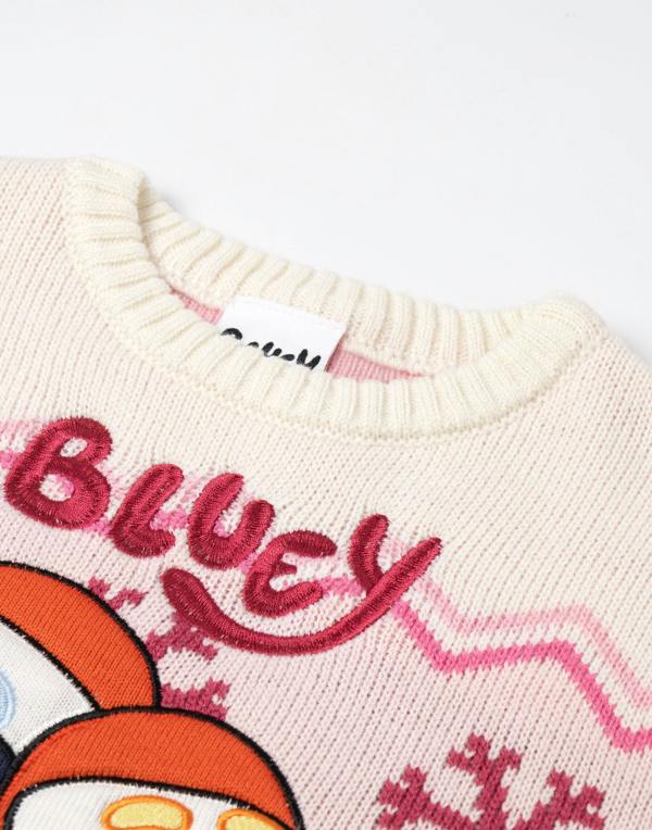 Bluey Girls Beige Character Christmas Jumper