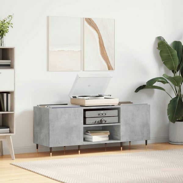 Berkfield Record Cabinet Concrete Grey 121x38x48 cm Engineered Wood