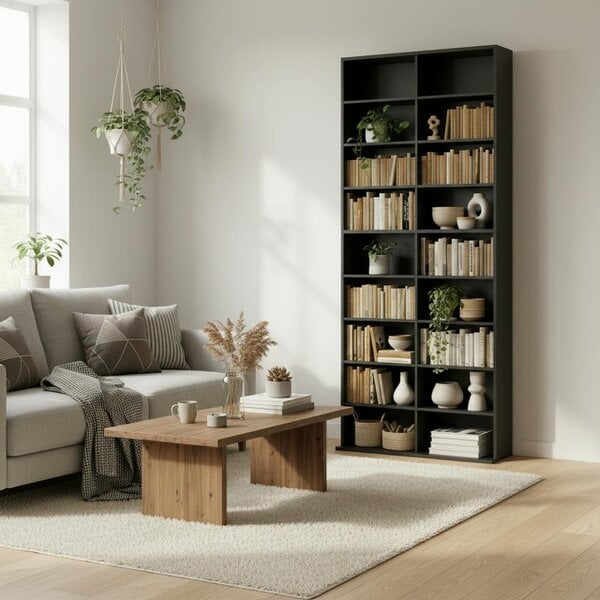 Wyld Haus Sezi Wood Black Tall Media Storage Tower With 640 Disc Capacity