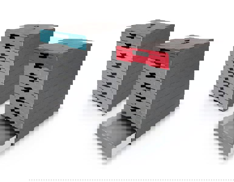 Durable IDEALBOX ECO 7 Drawer Recycled Plastic File Storage Organiser | Red