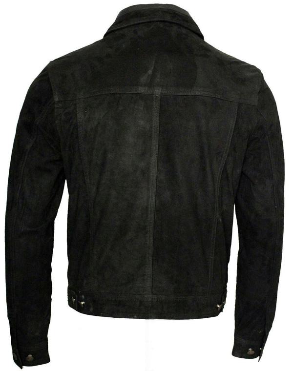 Infinity Leather Mens Goat Suede Leather Trucker Jacket-Taraz