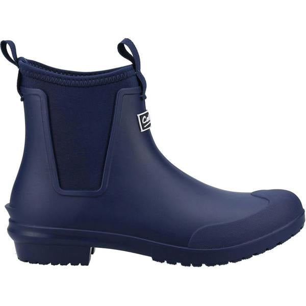 Cotswold Grosvenor Womens Pull On Ankle Wellie Wellington, navy blue waterproof ankle wellington boot with elastic side panels and a pull-on tab for easy wear.