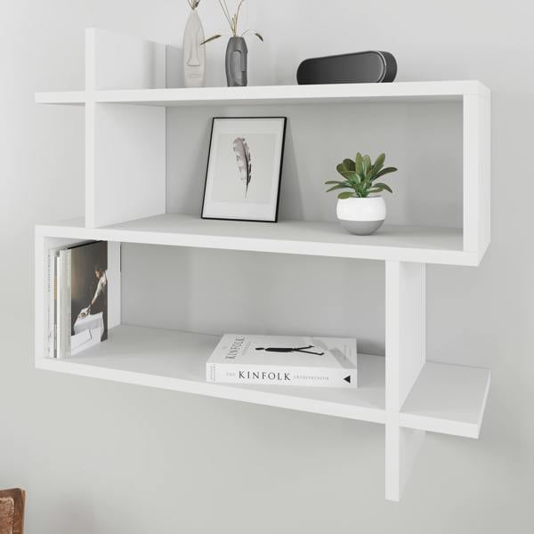 Decortie Paralel Wall Mounted Modern Bookcase Display Unit 2-Tier Sleek Design 70x22x66 cm