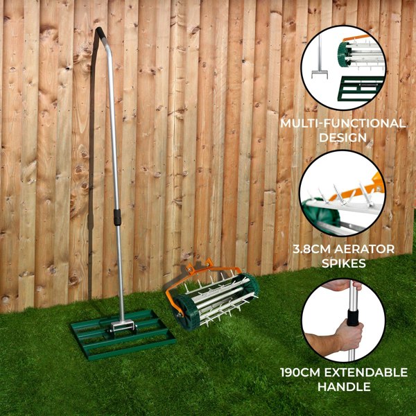 T-mech 50cm Lawn Leveller & Aerator – Green