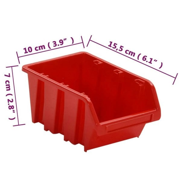 Berkfield 30 Piece Workshop Shelf Set Red and Black 77x39cm Polypropylene