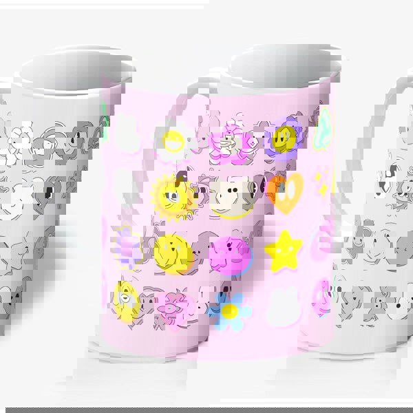 You're a Q-T. Cutie Emoji Kawaii Pink Mugs Designed by Love Frankie and printed in the UK.