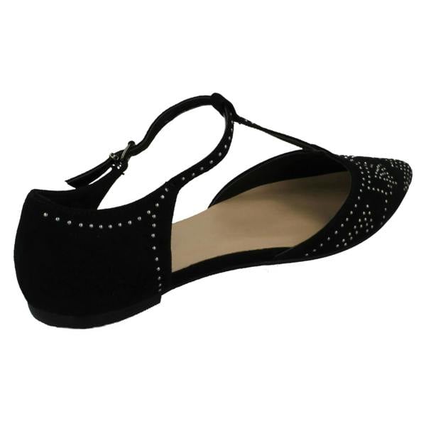 Savannah Ladies Savannah Flat T-Bar Buckle Strap Pointed Shoes