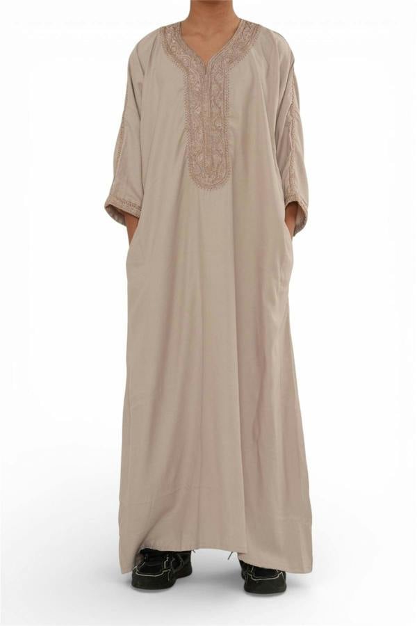 Infinity Leather Kids Boys Moroccan Thobe Robe Djellaba Gandoura Eid Jubba- K-HM66