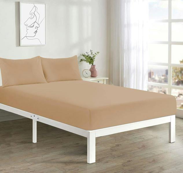 Percale 10" Fitted Sheet and Pillowcases Bundle - Latte - Single