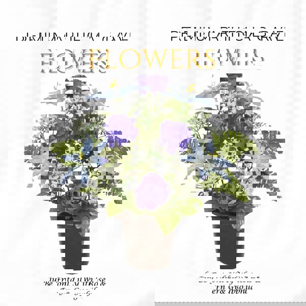 Memorials Direct Premium Artificial Grave Flowers – 29cm Blue Frontal Lily With Rose & Fern & Gypsophila | Memorial Vase Pot