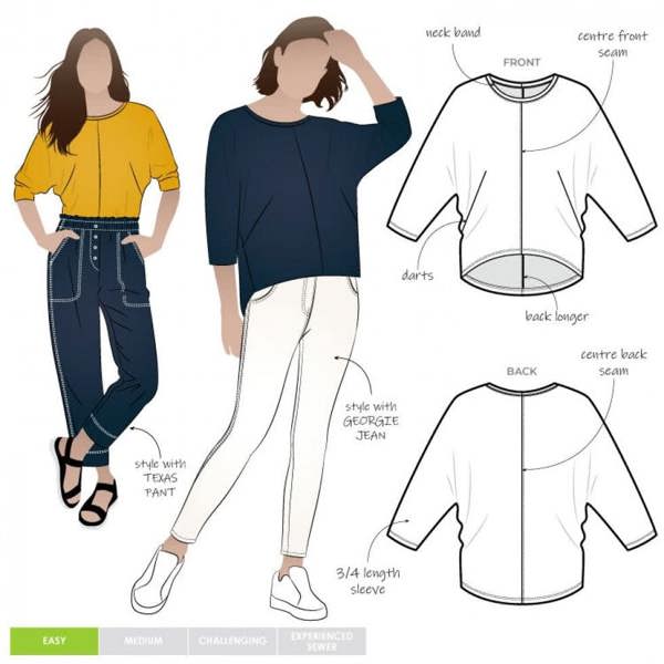 Style Arc Sewing Pattern Rhea Knit Top - Tops for Women - Easy