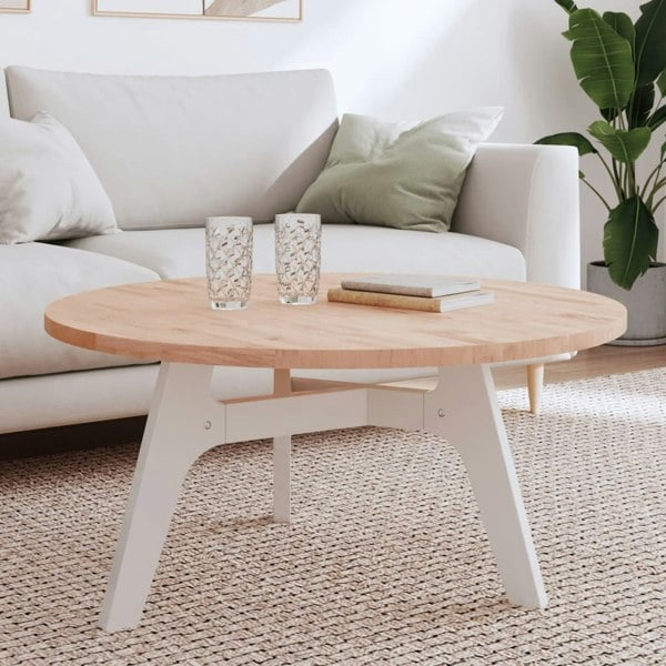 Berkfield Table Top �_�”�_90x2.5 cm Round Solid Wood Beech