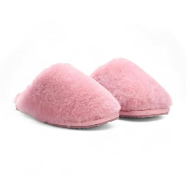 Infinity Leather Women's Sheepskin Slippers Pink Warm Winter Fur Mule - Aurora