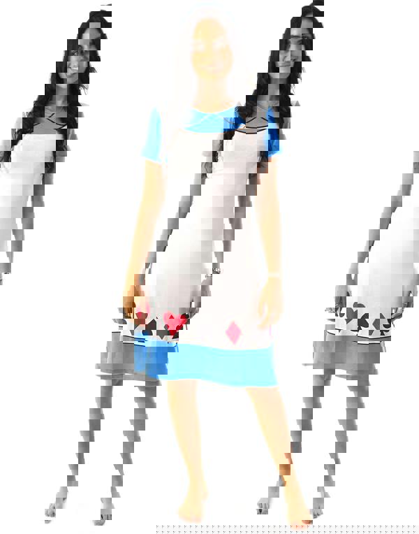 Disney Womens White Alice In Wonderland Short Sleeve Skater Dress