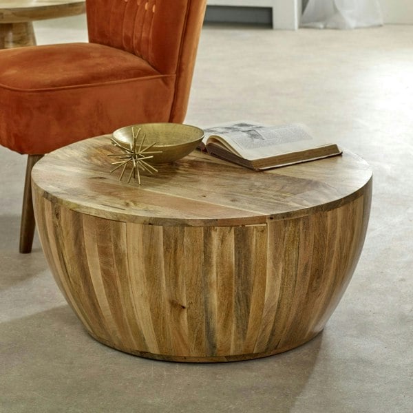 IH Design Valor Mango Wooden Drum Coffee Table