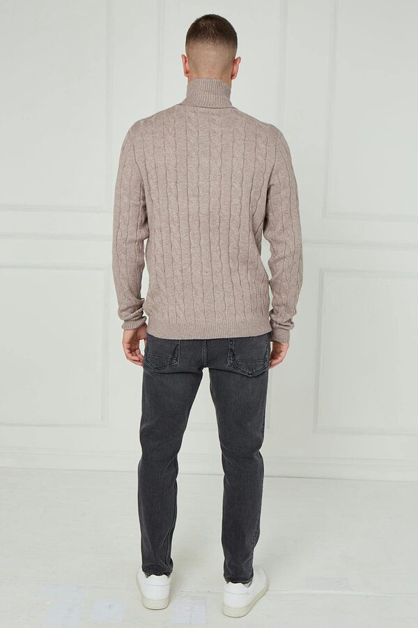 Men’s Cable Knit Turtleneck Jumper