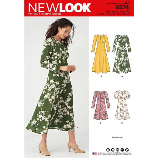 New Look Sewing Pattern 6574, Dresses for Women, A (6-8-10-12-14-16-18) - Intermediate