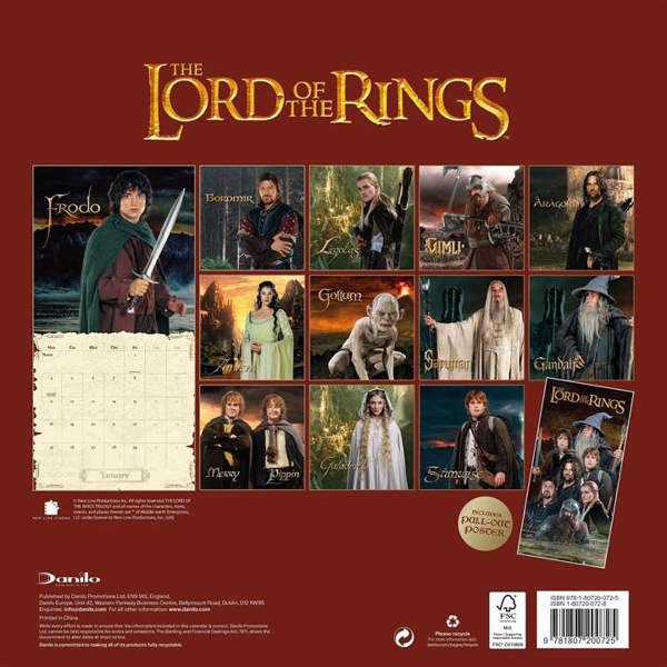 The Lord Of The Rings Calendar 2027, Wall Calendars, Month To View, Entertainment, Gift
