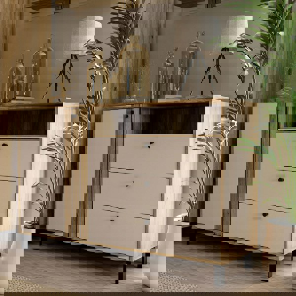 Furniture To Go Grafton 1 Door 3 Drawer Chest In Cream and Oak