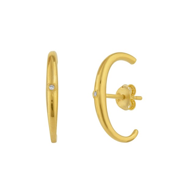 Spero London Fine Diamond Sterling Silver Ear Suspension Semi-Hoop Earrings