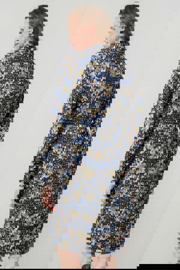 Lily & Me Emma Geometric Print Shift Dress Navy